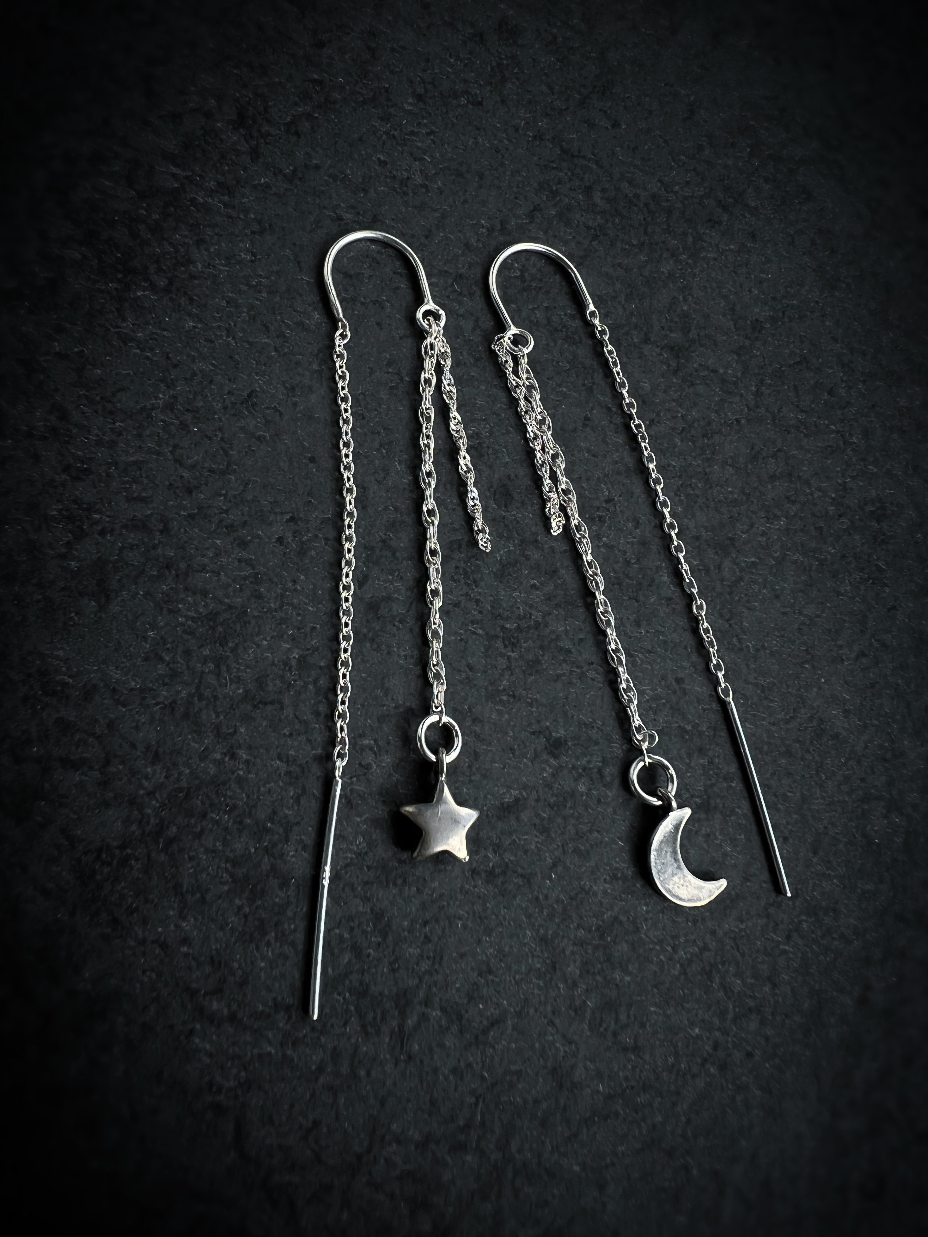 Star and Moon Tassel Thread-through Earrings