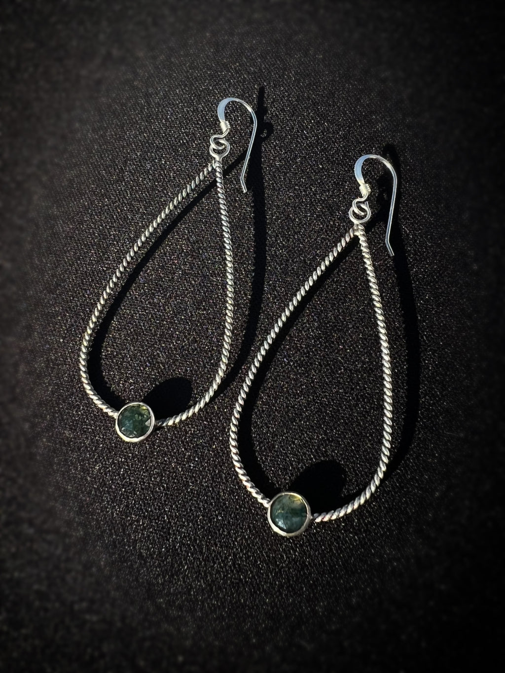 Moss Agate Teardrop Dangling Earrings