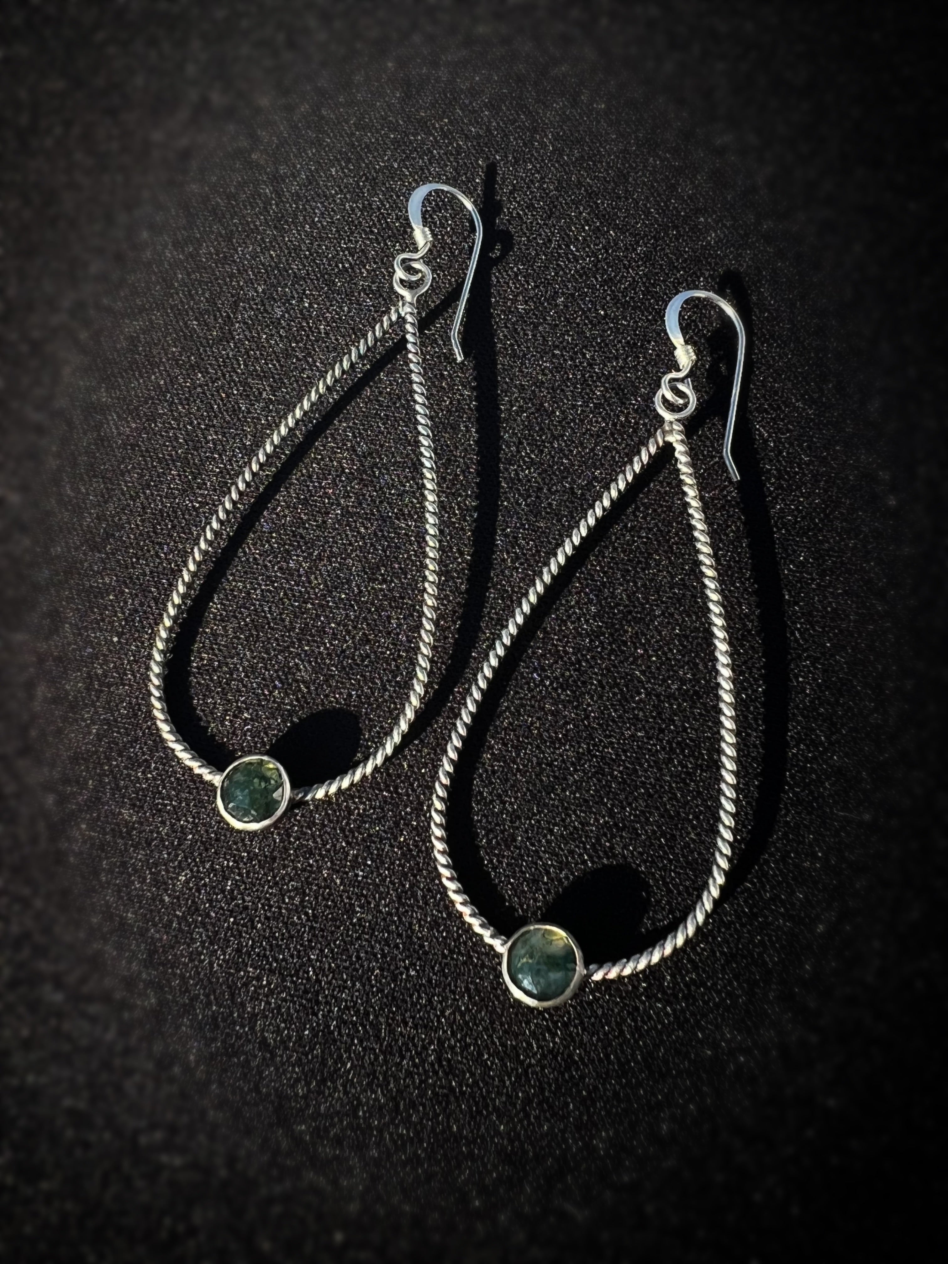 Moss Agate Teardrop Dangling Earrings