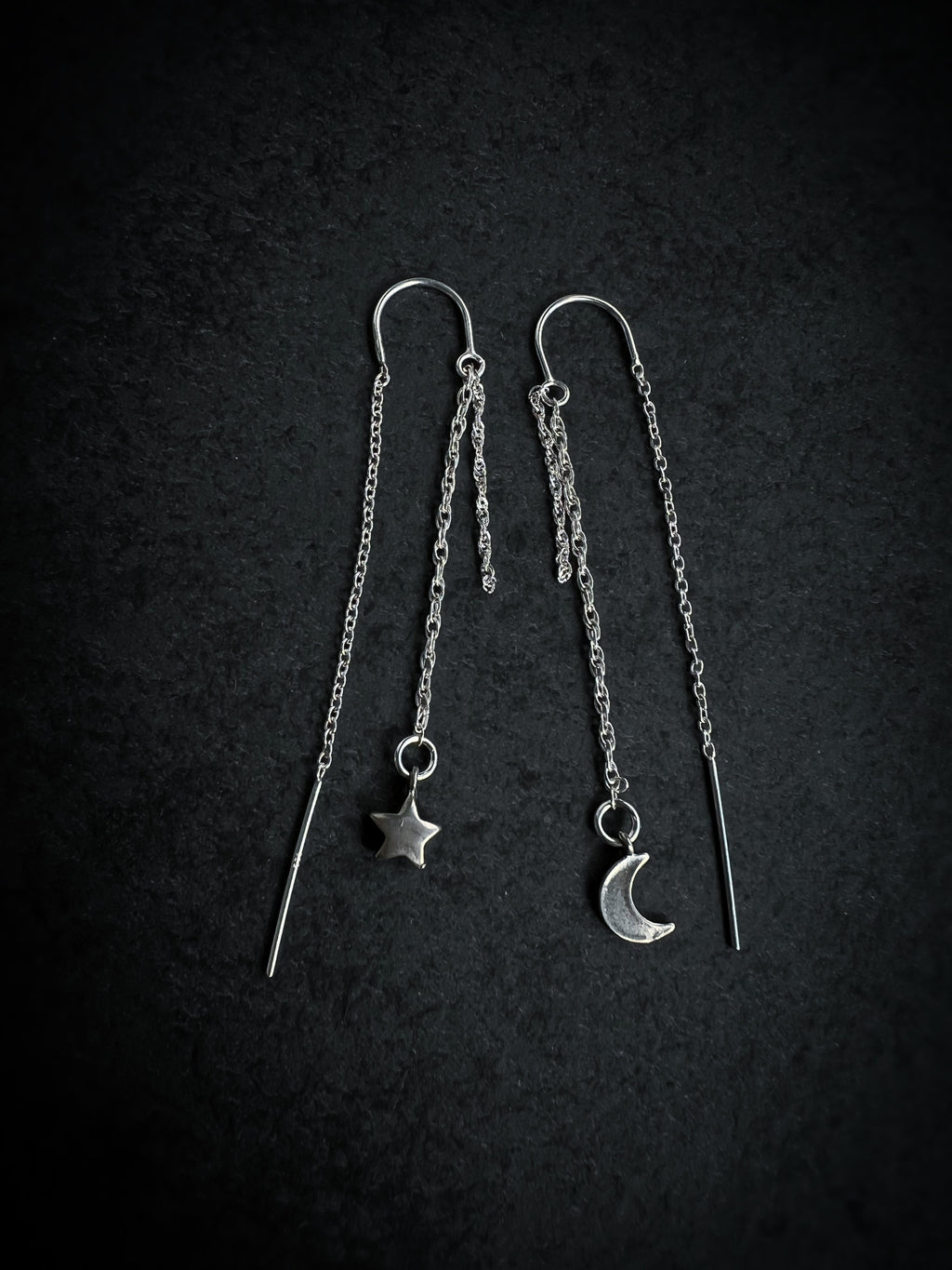 Star and Moon Tassel Thread-through Earrings