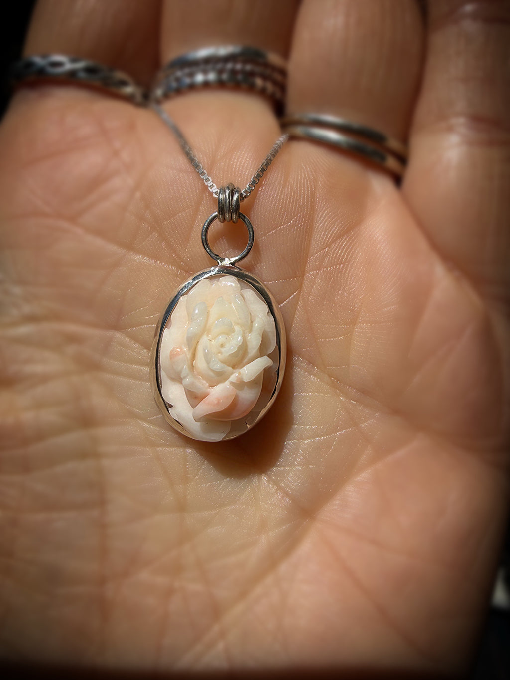 Custom Order for Lex - Carved Rose Pendant