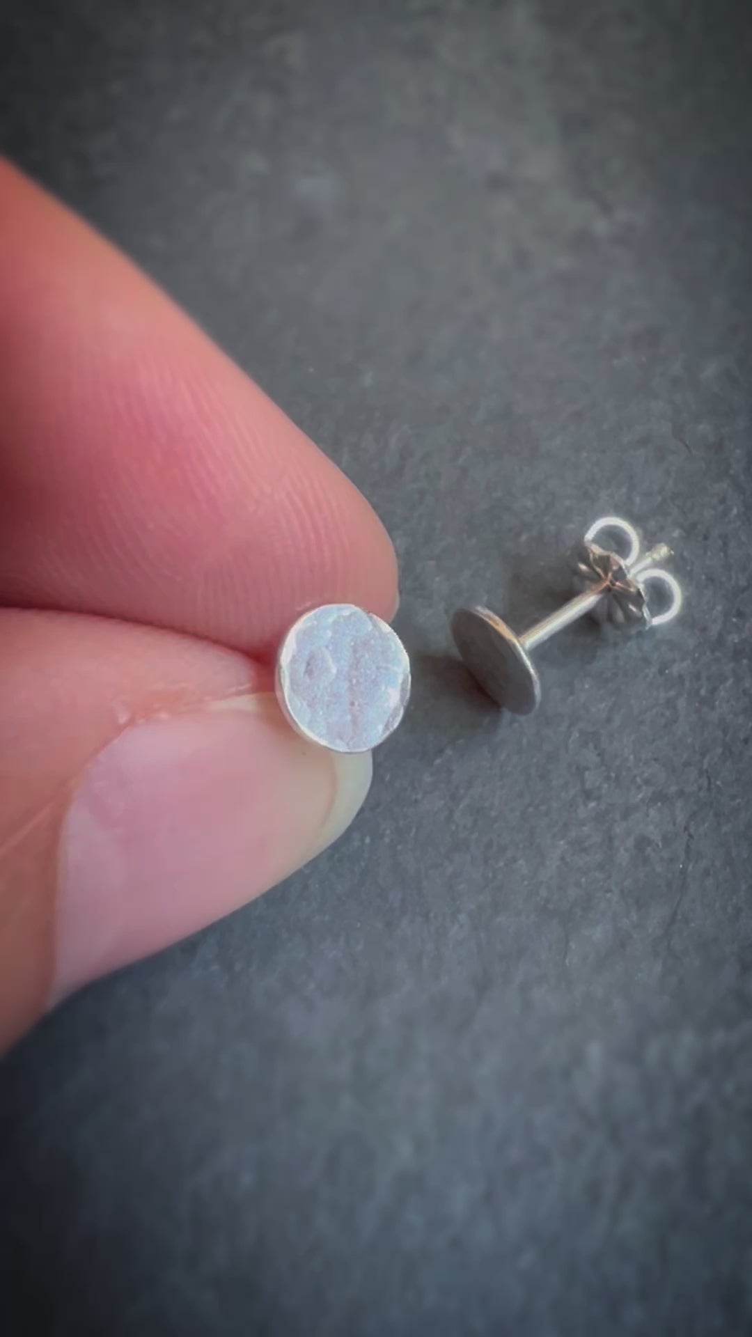 Luna Full Moon Hammered Circle Stud Earrings