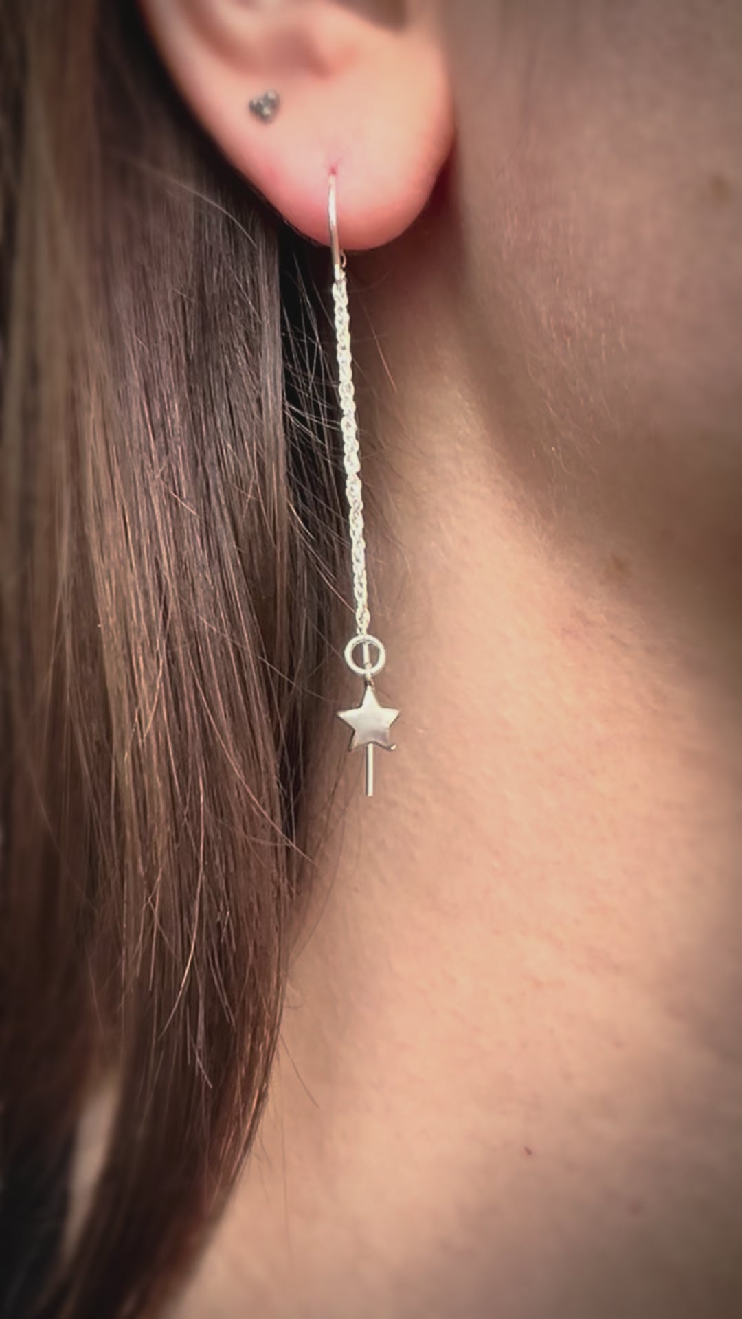 Star and Moon Tassel Thread-through Earrings