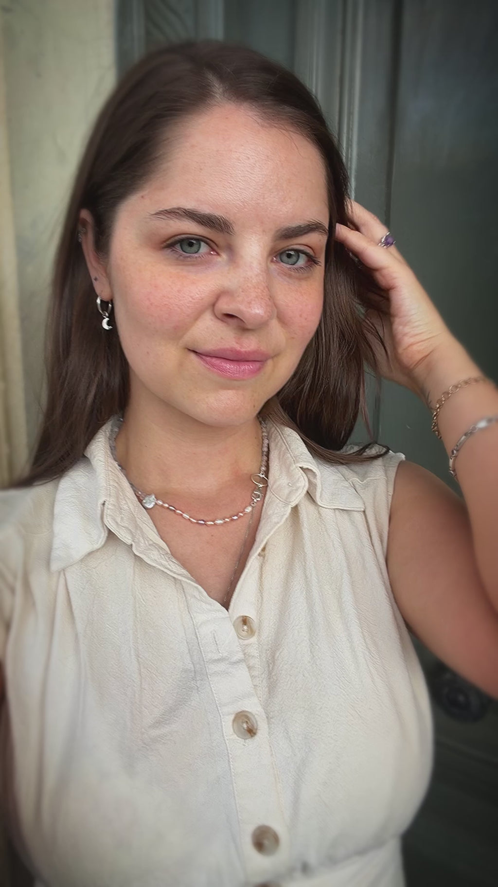 Pink Pearl & Smoky Quartz Necklace
