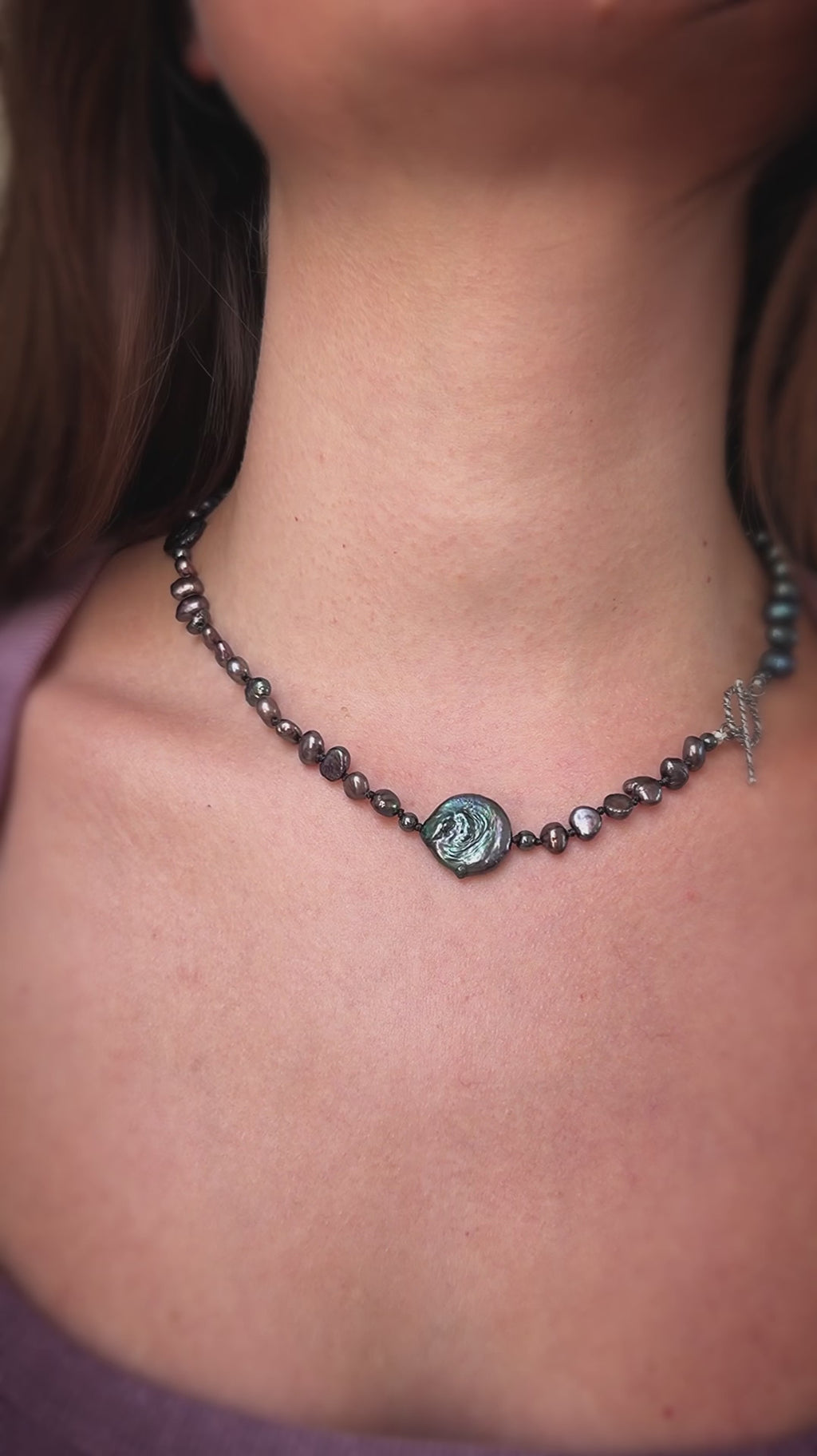 Black Pearl & Kyanite Necklace
