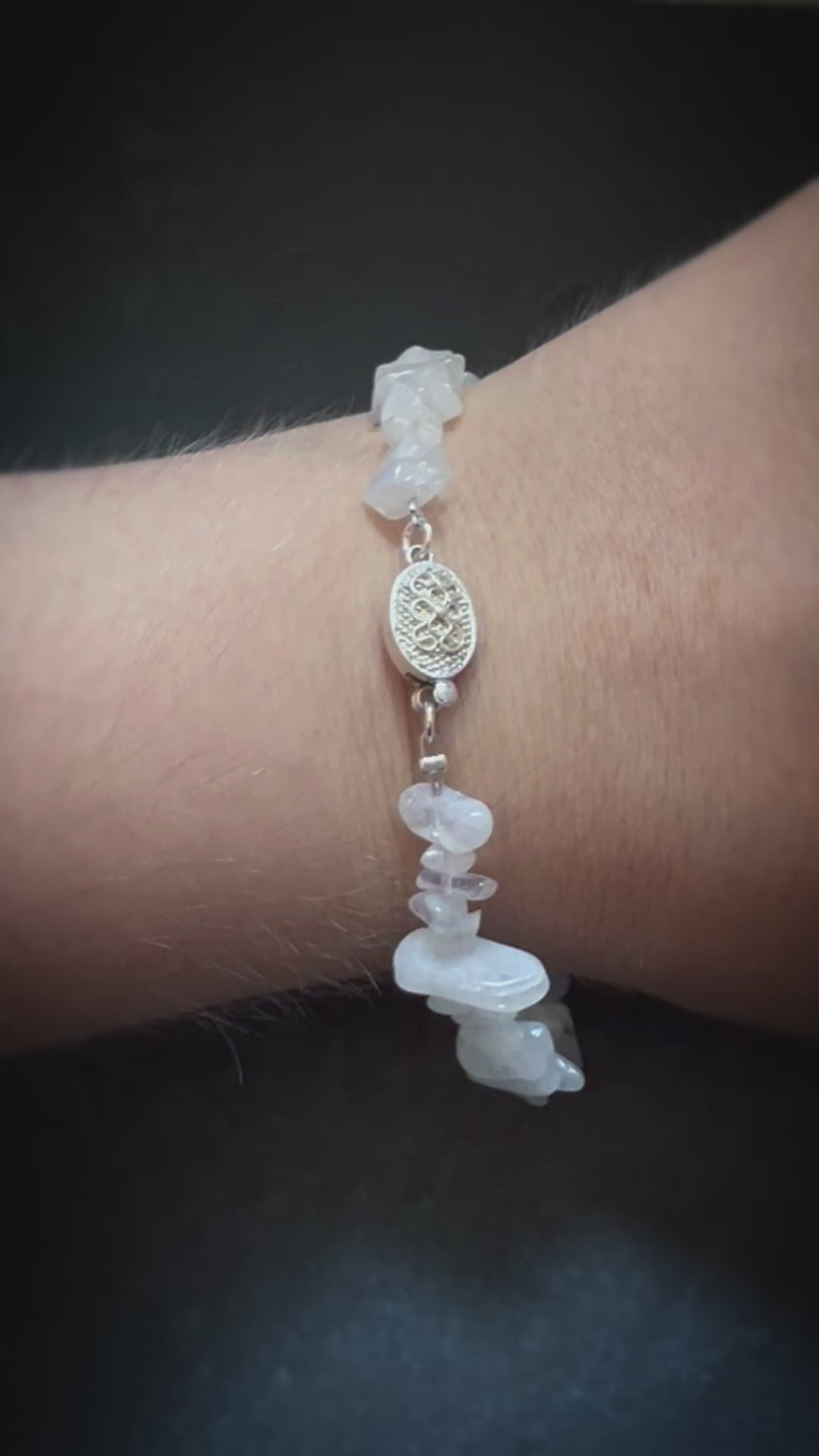 Natural Stone Chip Bracelet Filigree Clasp