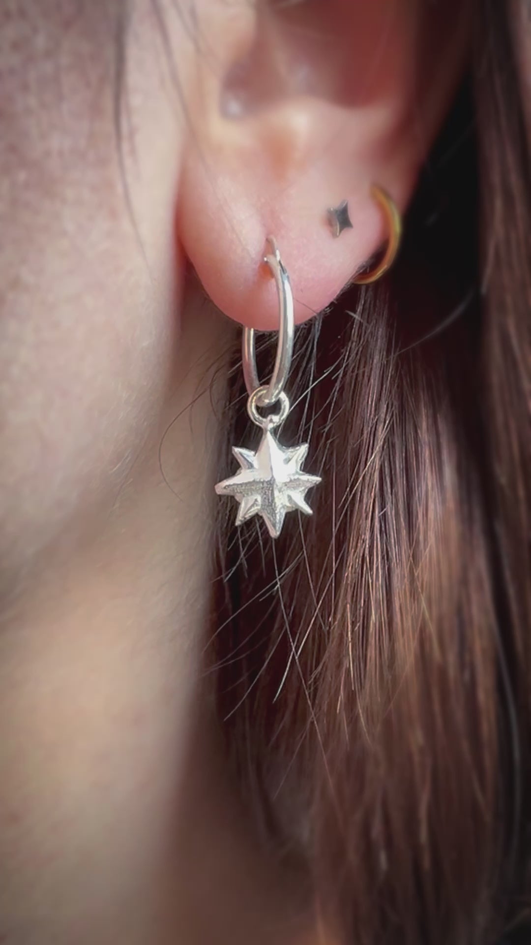 North Star Hoop Earrings