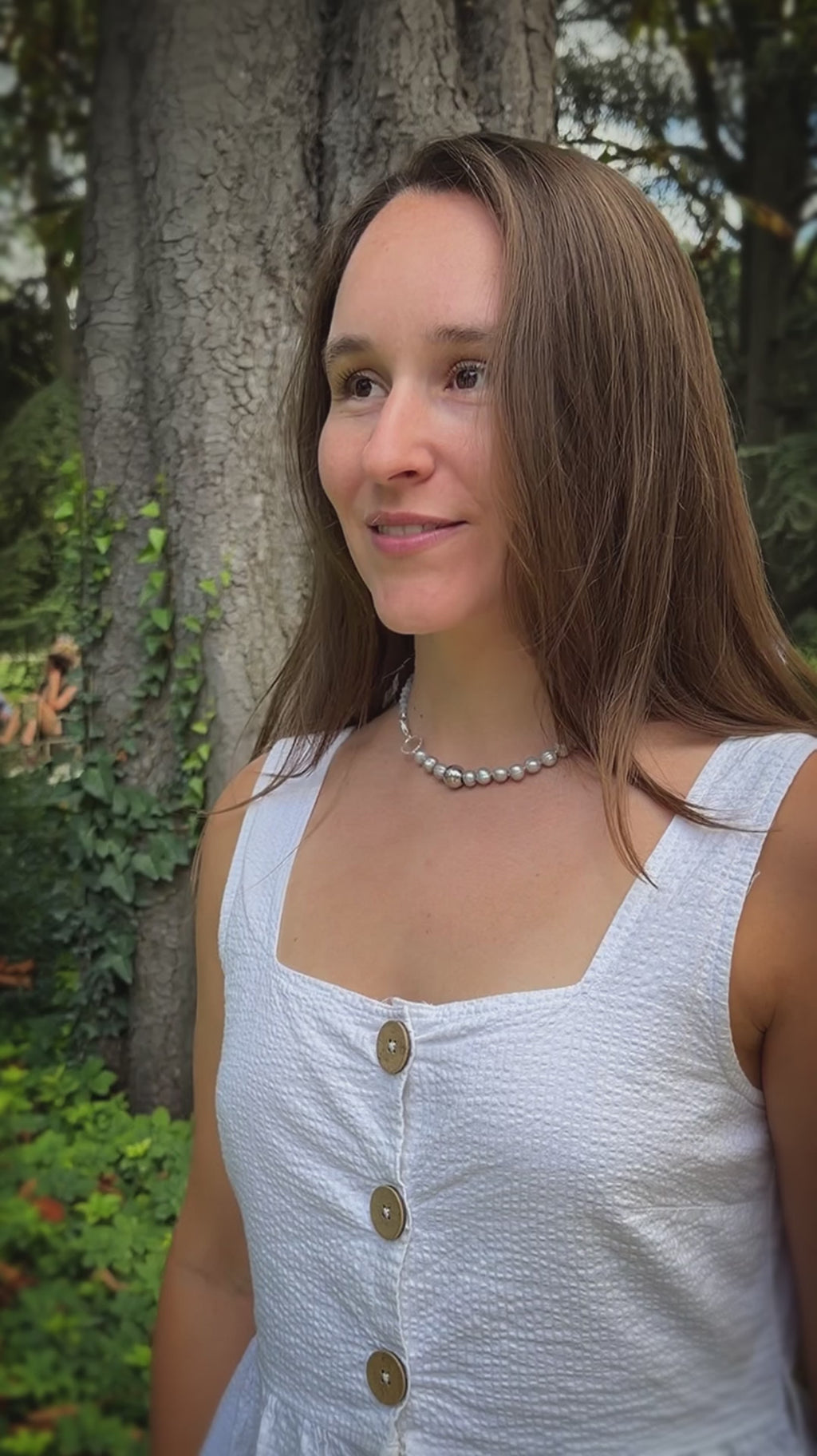 Grey Pearl & Chalcedony Silver Necklace