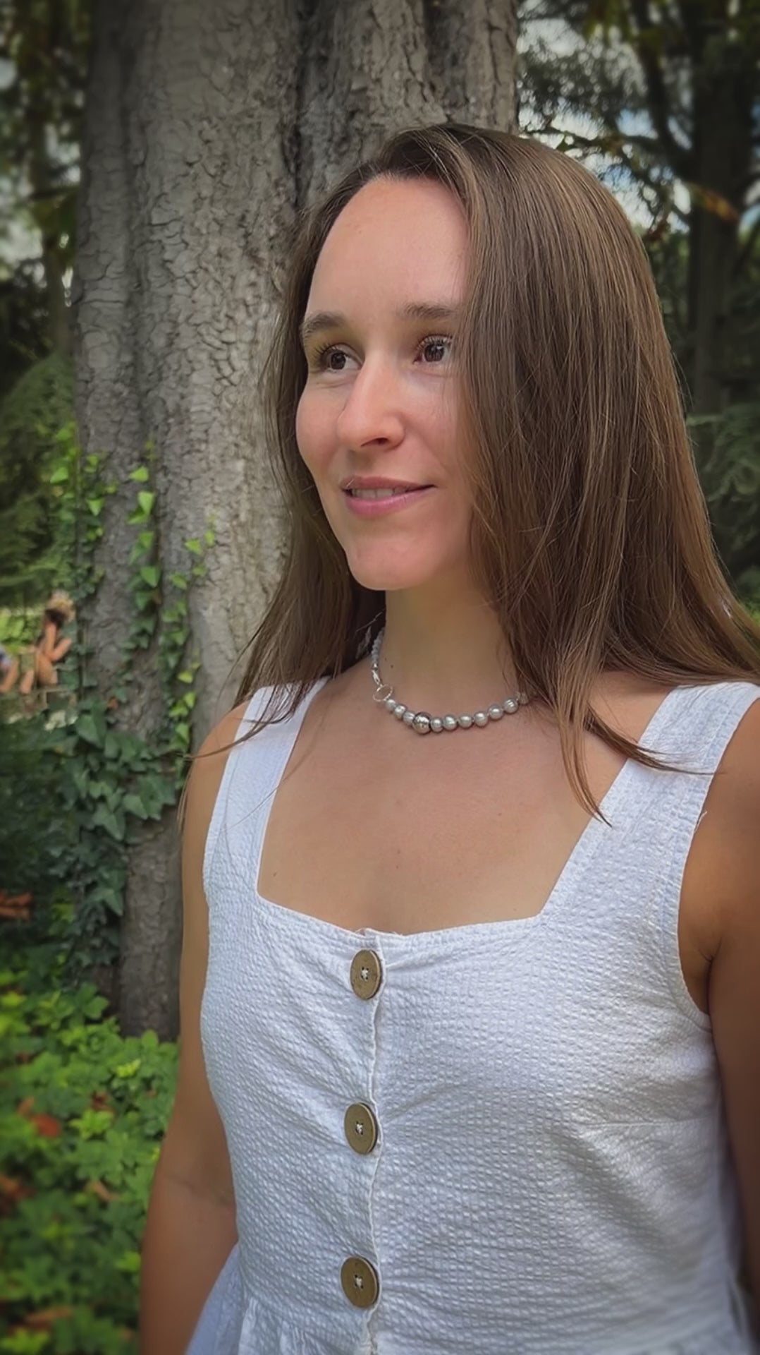 Grey Pearl & Chalcedony Silver Necklace
