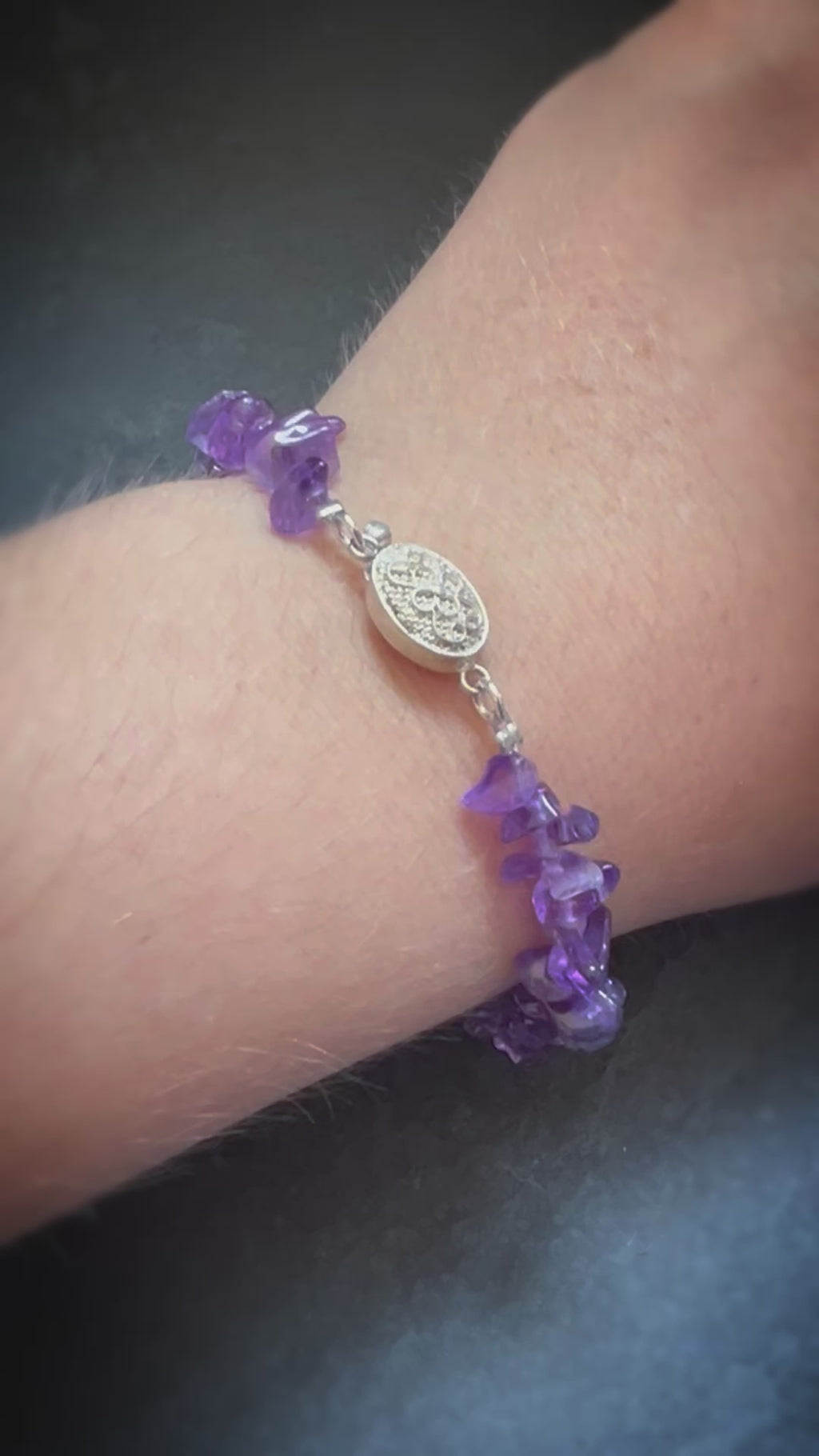 Natural Stone Chip Bracelet Filigree Clasp