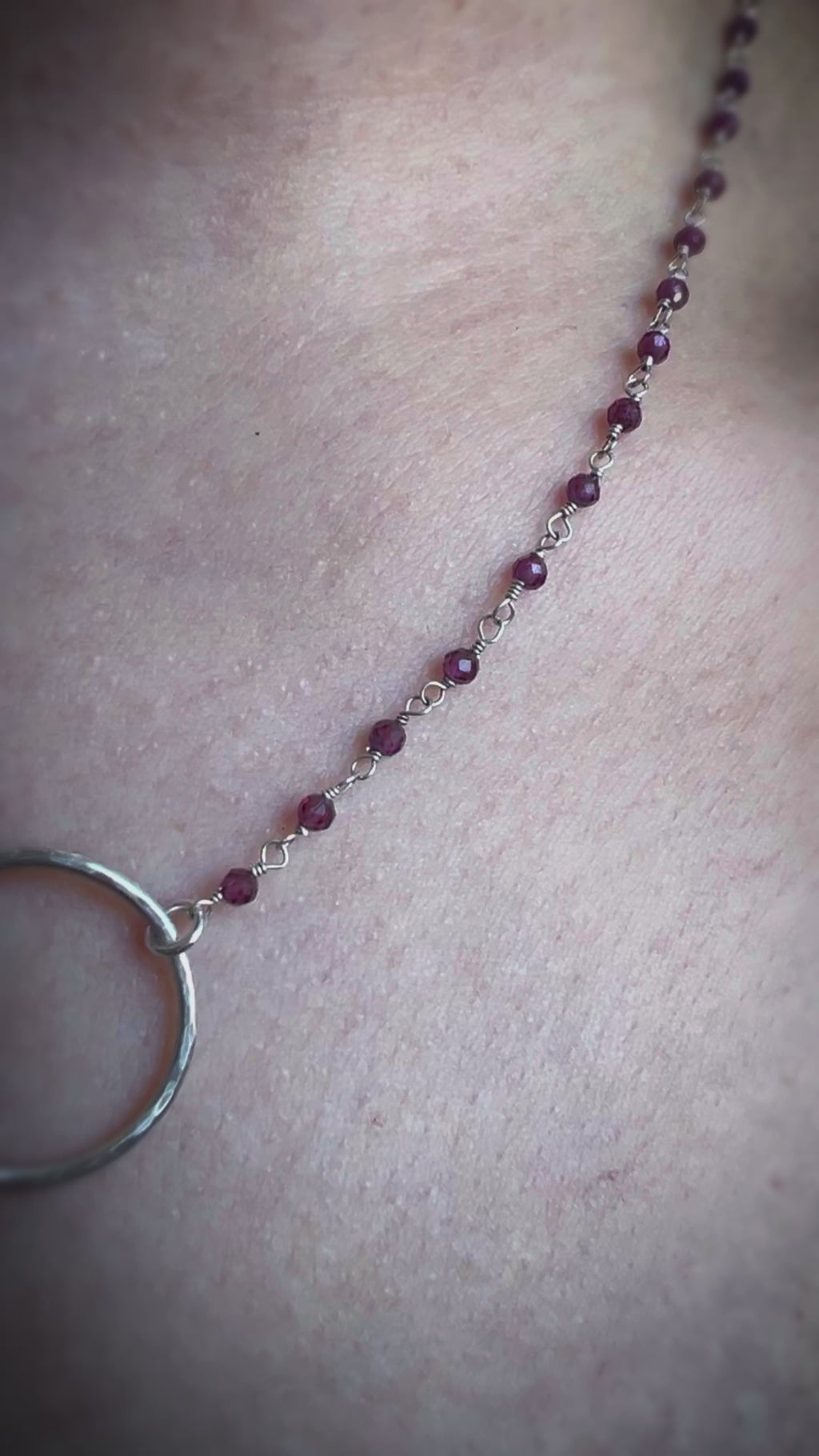 Garnet Ring Rosary Bead Chain Choker Necklace