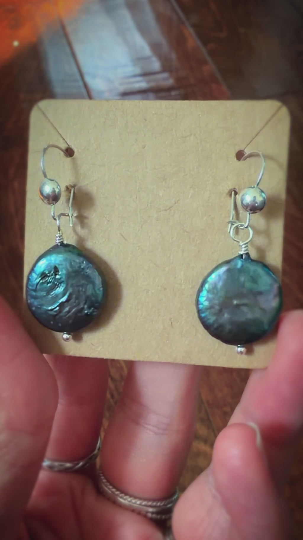 Black Coin Pearl Earrings