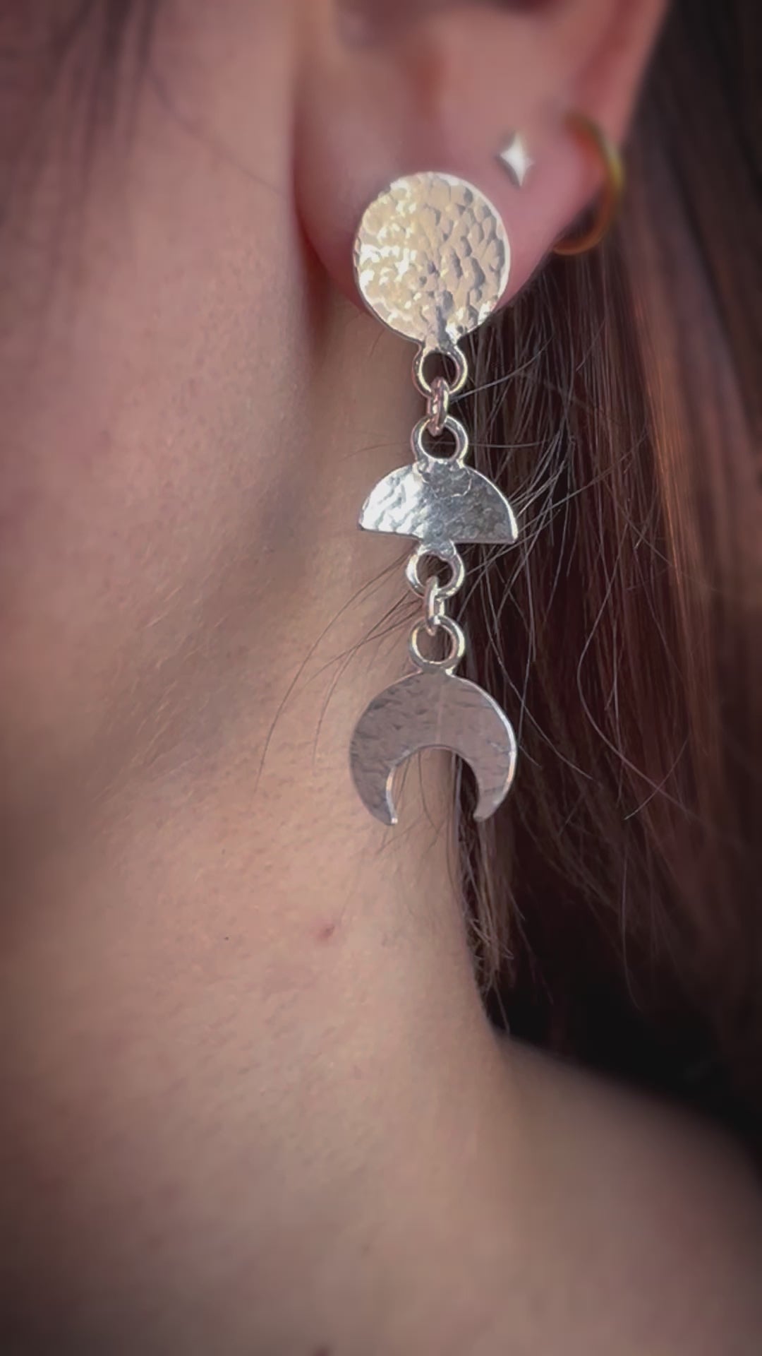 Luna Moon Phase Dangling Stud Earrings